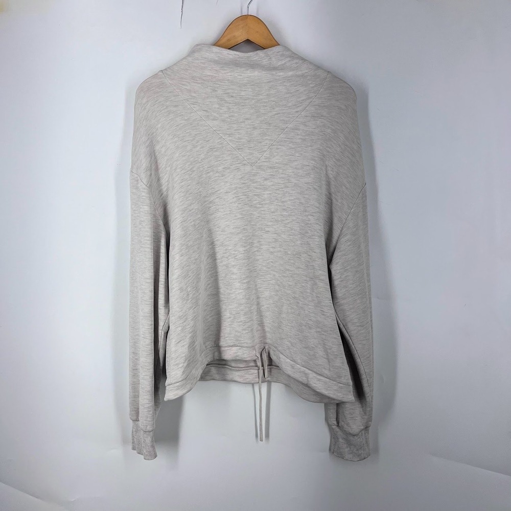 Varley Womens Funnel Neck Drawstring Hem Sweatshirt Light Gray Heather Large